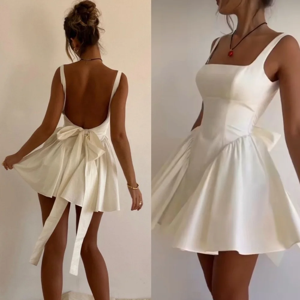 HOUSE OF CB 'Florianne' Ivory Bow Mini Dress NWOT size S - Picture 1 of 11